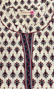 Off White/Black Tiny Flora Pure Cotton Nighty. Pure Durable Cotton | Laces and Frills