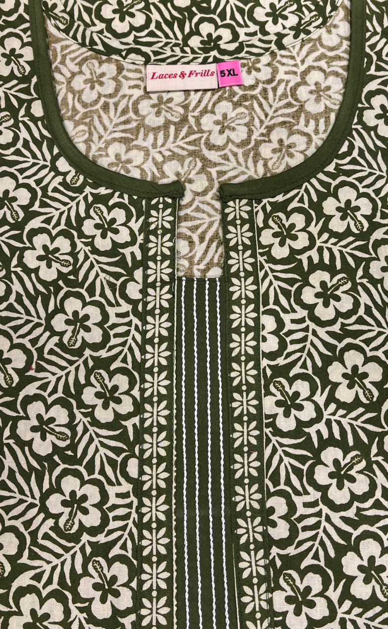 Green Garden Pure Cotton Nighty. Pure Durable Cotton | Laces and Frills