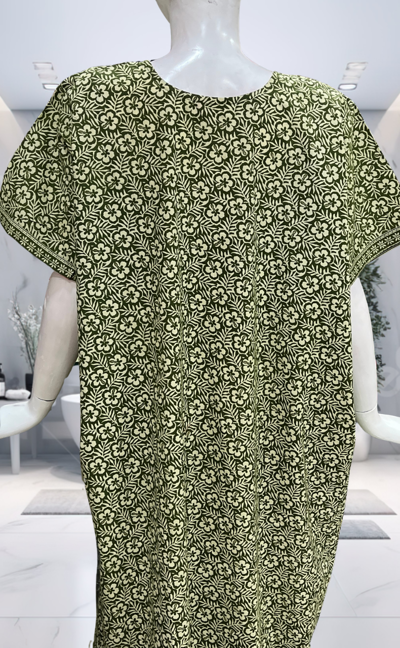 Green Garden Pure Cotton Nighty. Pure Durable Cotton | Laces and Frills