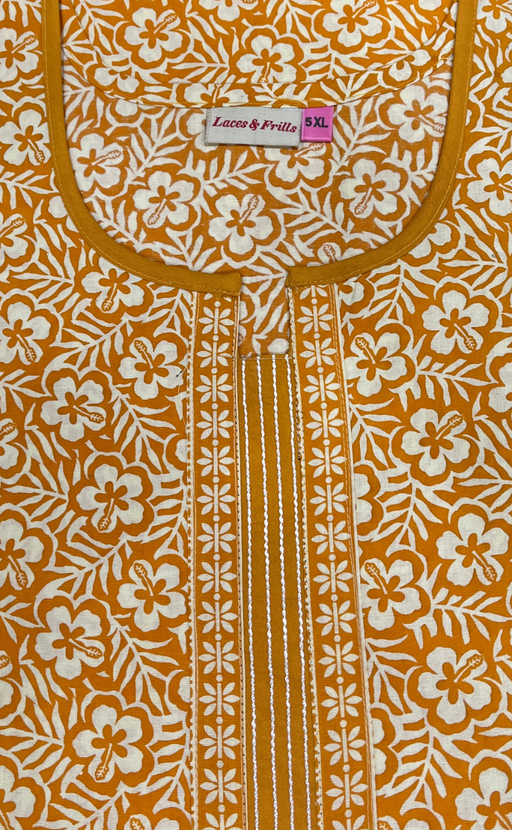 Yellow Garden Pure Cotton Nighty. Pure Durable Cotton | Laces and Frills