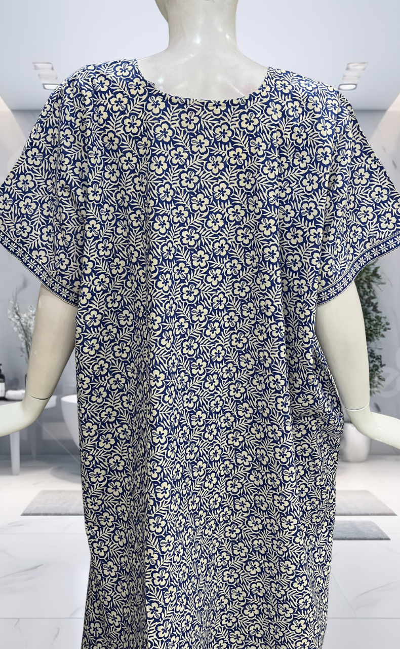 Blue Garden Pure Cotton Nighty. Pure Durable Cotton | Laces and Frills