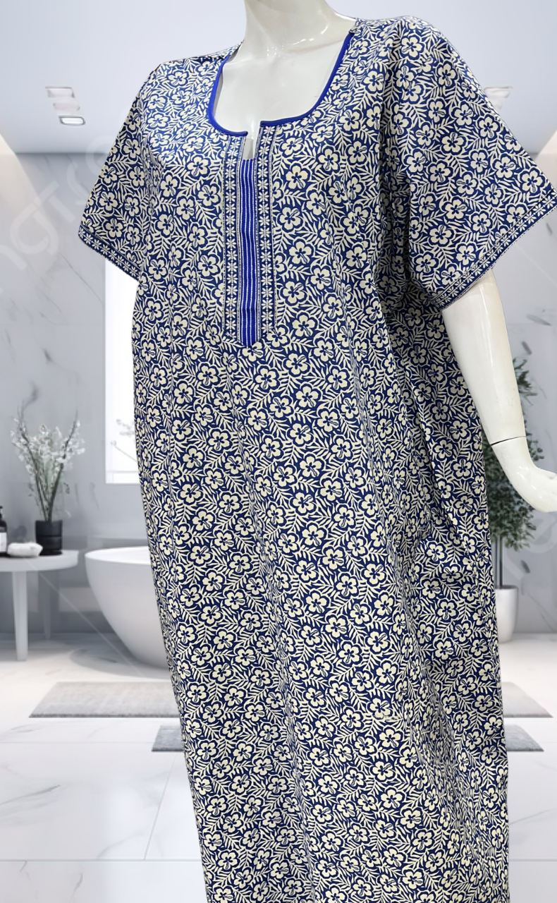 Blue Garden Pure Cotton Nighty. Pure Durable Cotton | Laces and Frills