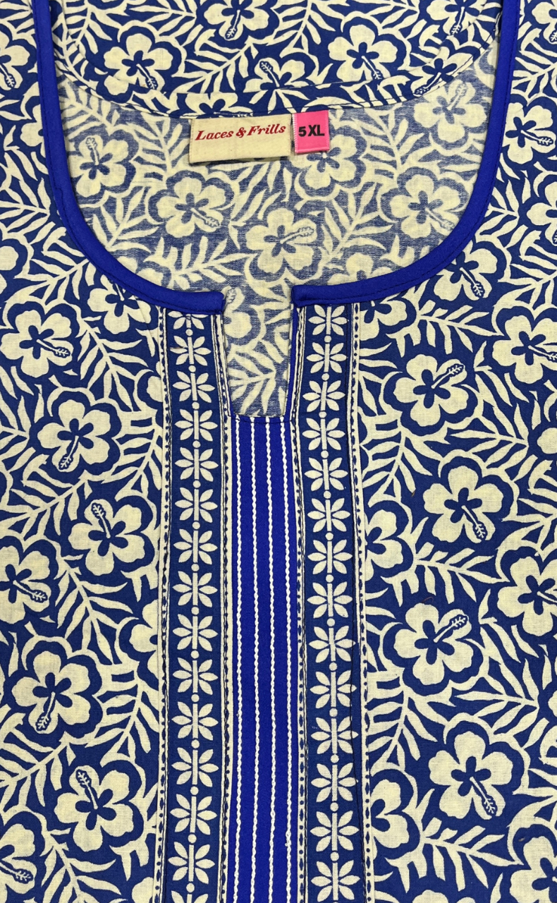 Blue Garden Pure Cotton Nighty. Pure Durable Cotton | Laces and Frills