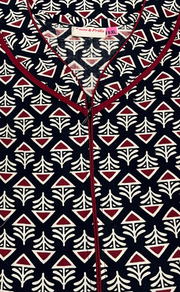 Black Ethnic Print Pure Cotton Nighty. Pure Durable Cotton | Laces and Frills