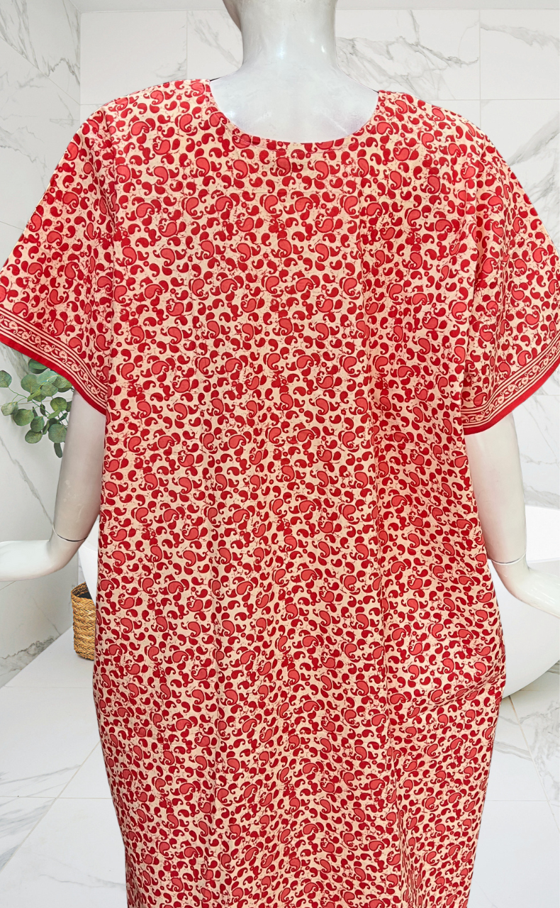 Peach Paisley Print Pure Cotton Nighty. Pure Durable Cotton | Laces and Frills