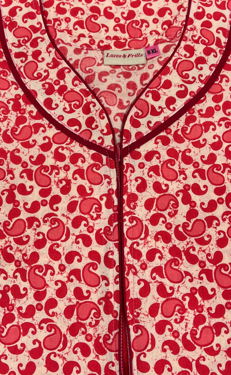 Peach Paisley Print Pure Cotton Nighty. Pure Durable Cotton | Laces and Frills