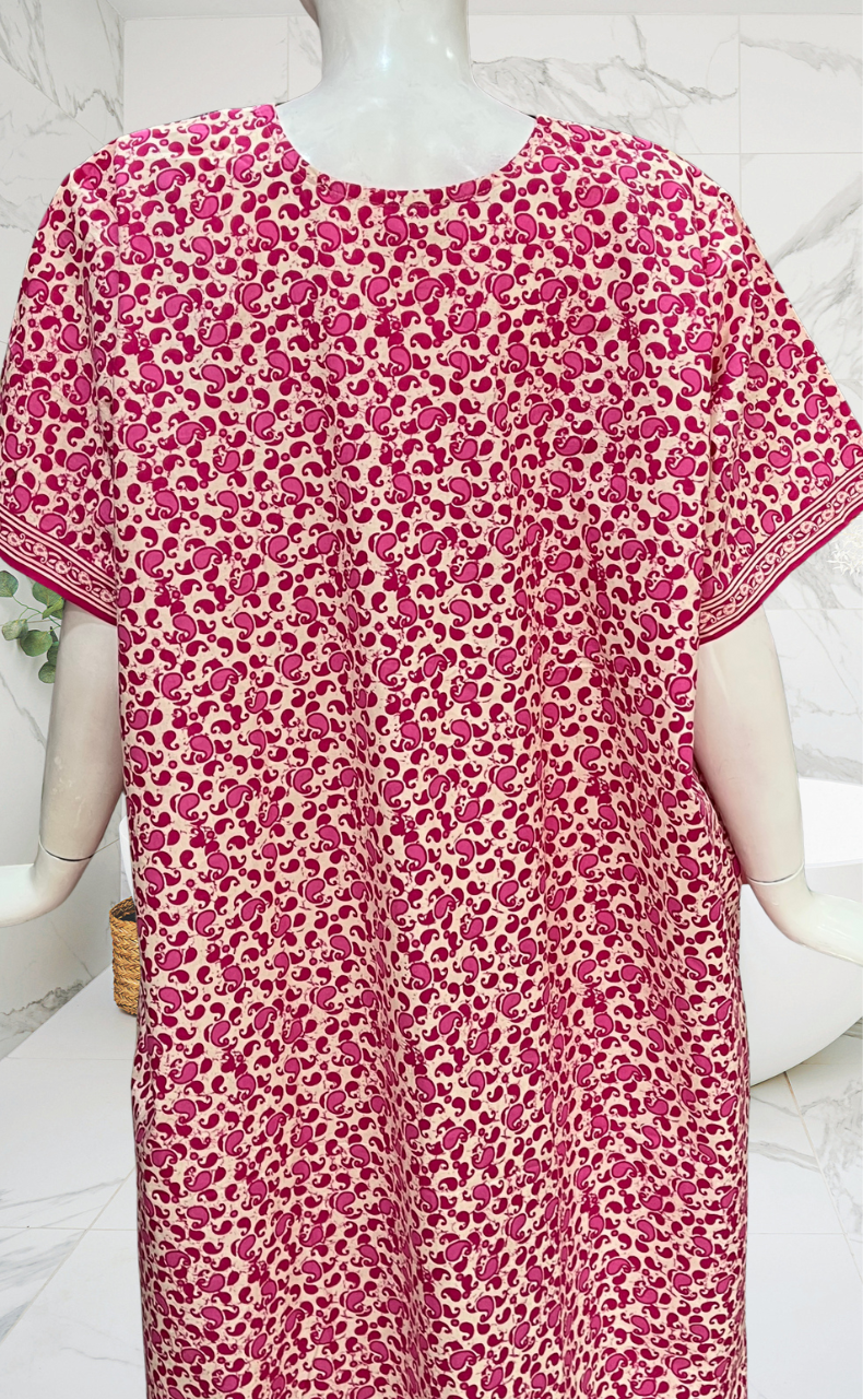 Pink Paisley Print Pure Cotton Nighty. Pure Durable Cotton | Laces and Frills