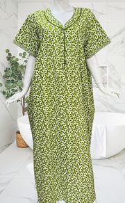 Green Paisley Print Pure Cotton Nighty. Pure Durable Cotton | Laces and Frills