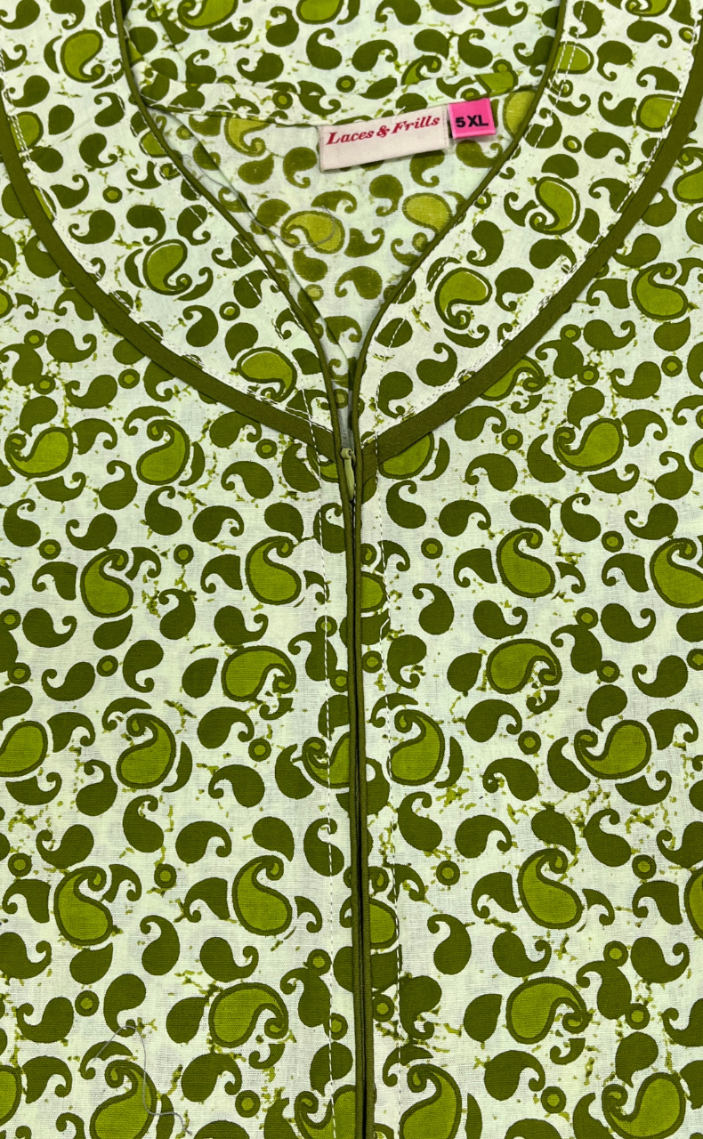 Green Paisley Print Pure Cotton Nighty. Pure Durable Cotton | Laces and Frills
