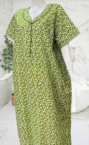 Green Paisley Print Pure Cotton Nighty. Pure Durable Cotton | Laces and Frills