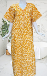 Yellow Paisley Print Pure Cotton Nighty. Pure Durable Cotton | Laces and Frills