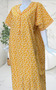 Yellow Paisley Print Pure Cotton Nighty. Pure Durable Cotton | Laces and Frills