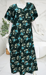 Bottle Green Garden Pure Cotton Nighty. Pure Durable Cotton | Laces and Frills