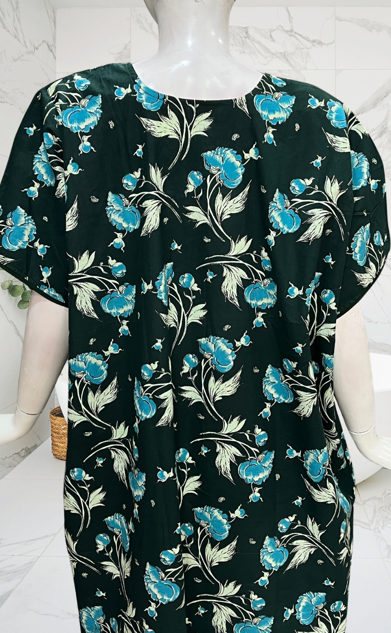 Bottle Green Garden Pure Cotton Nighty. Pure Durable Cotton | Laces and Frills