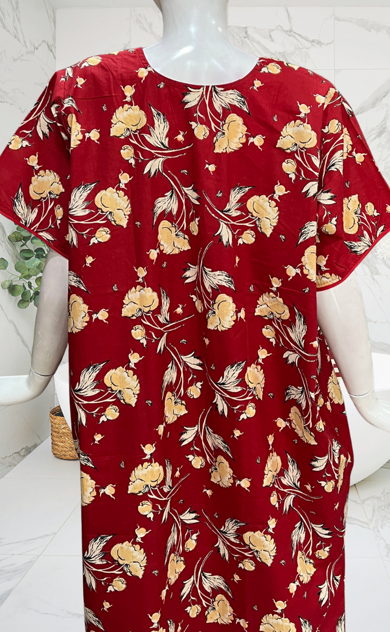 Red Garden Pure Cotton Nighty. Pure Durable Cotton | Laces and Frills