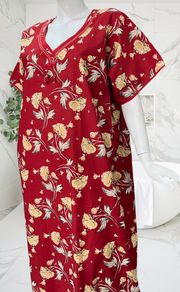 Red Garden Pure Cotton Nighty. Pure Durable Cotton | Laces and Frills