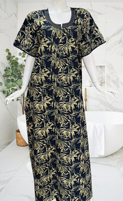 Navy Blue Garden Pure Cotton Nighty. Pure Durable Cotton | Laces and Frills