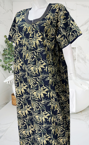 Navy Blue Garden Pure Cotton Nighty. Pure Durable Cotton | Laces and Frills