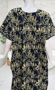 Navy Blue Garden Pure Cotton Nighty. Pure Durable Cotton | Laces and Frills