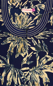 Navy Blue Garden Pure Cotton Nighty. Pure Durable Cotton | Laces and Frills