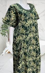 Bottle Green Garden Pure Cotton Nighty. Pure Durable Cotton | Laces and Frills