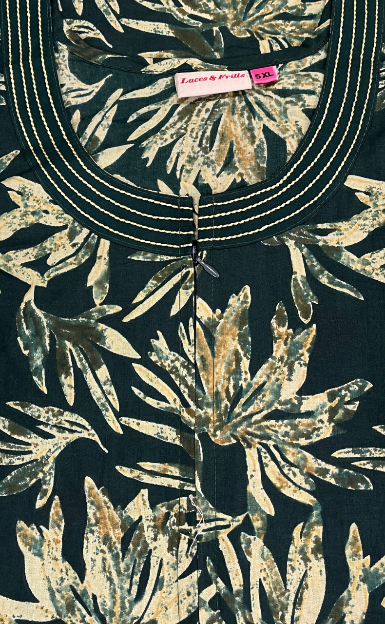 Bottle Green Garden Pure Cotton Nighty. Pure Durable Cotton | Laces and Frills