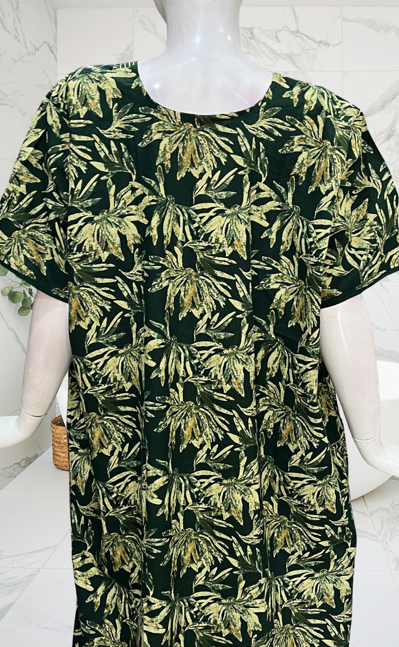 Bottle Green Garden Pure Cotton Nighty. Pure Durable Cotton | Laces and Frills