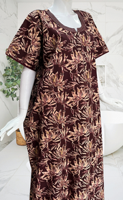 Maroon Garden Pure Cotton Nighty. Pure Durable Cotton | Laces and Frills