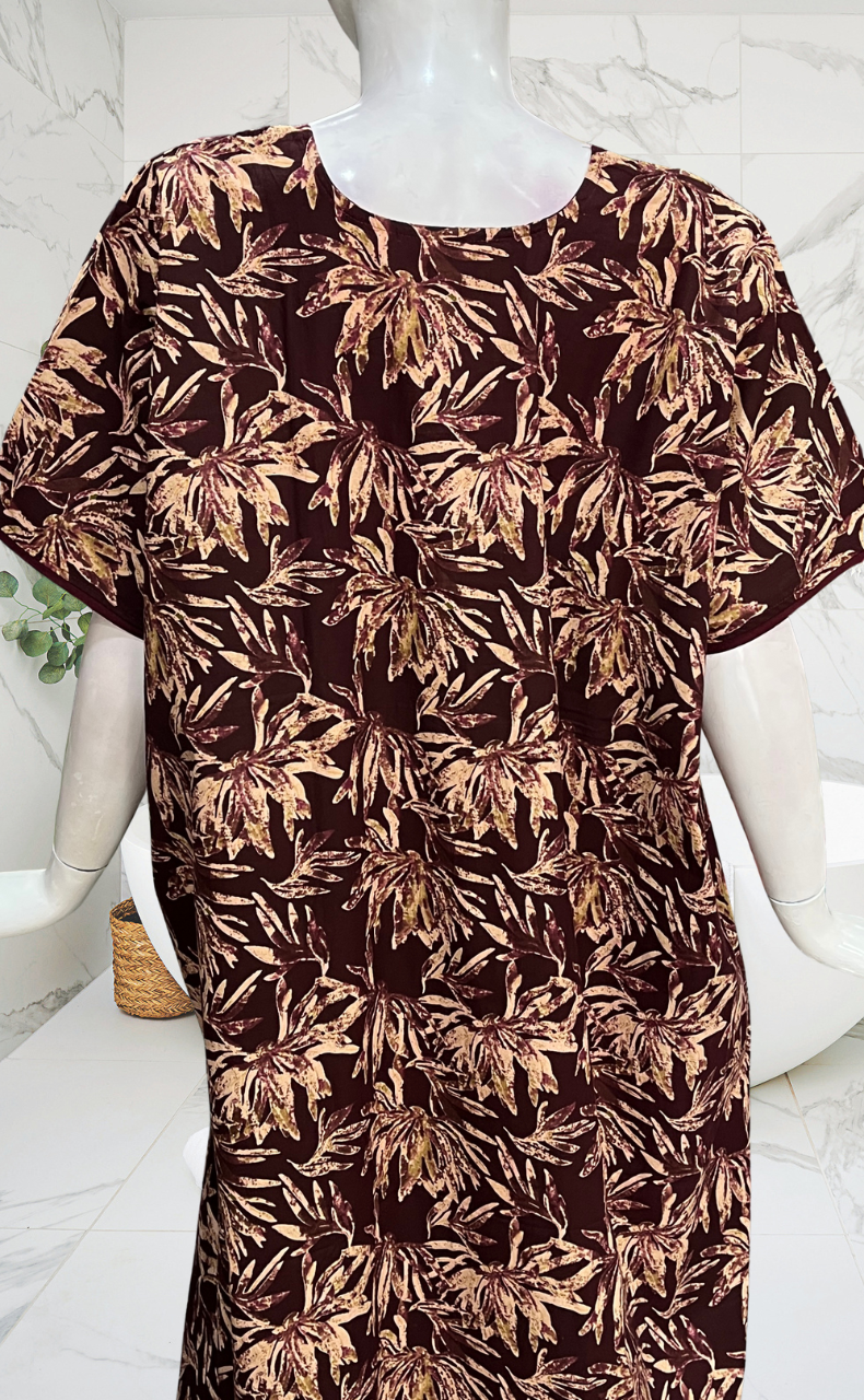 Maroon Garden Pure Cotton Nighty. Pure Durable Cotton | Laces and Frills