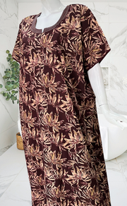 Maroon Garden Pure Cotton Nighty. Pure Durable Cotton | Laces and Frills