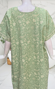 Pista Green Garden Pure Cotton Nighty. Pure Durable Cotton | Laces and Frills