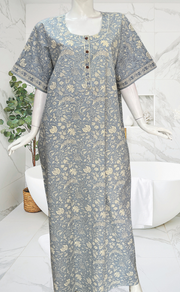 Light Blue Garden Pure Cotton Nighty. Pure Durable Cotton | Laces and Frills