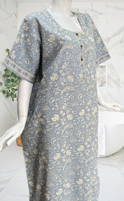 Light Blue Garden Pure Cotton Nighty. Pure Durable Cotton | Laces and Frills