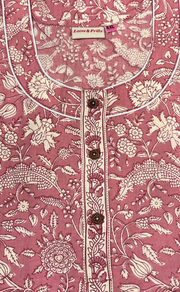 Light Pink Garden Pure Cotton Nighty. Pure Durable Cotton | Laces and Frills