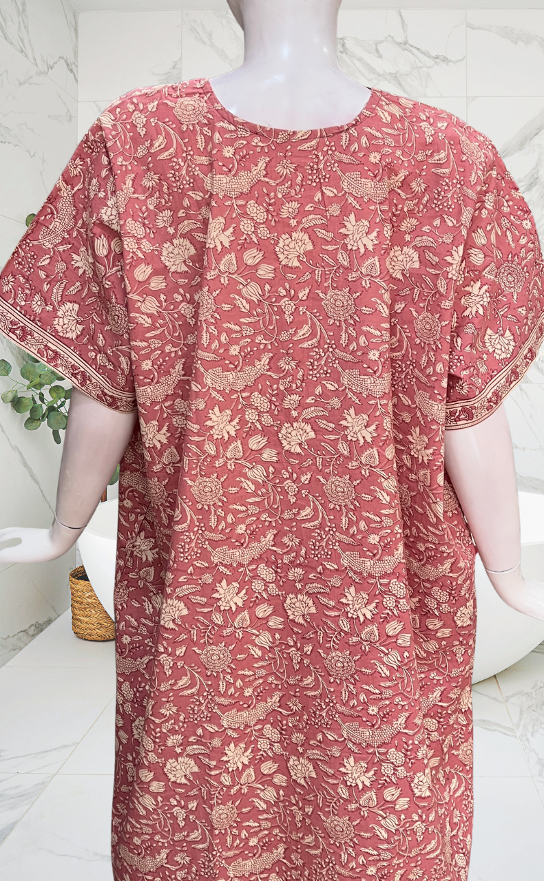 Light Pink Garden Pure Cotton Nighty. Pure Durable Cotton | Laces and Frills