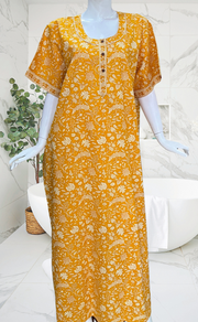 Yellow Garden Pure Cotton Nighty. Pure Durable Cotton | Laces and Frills