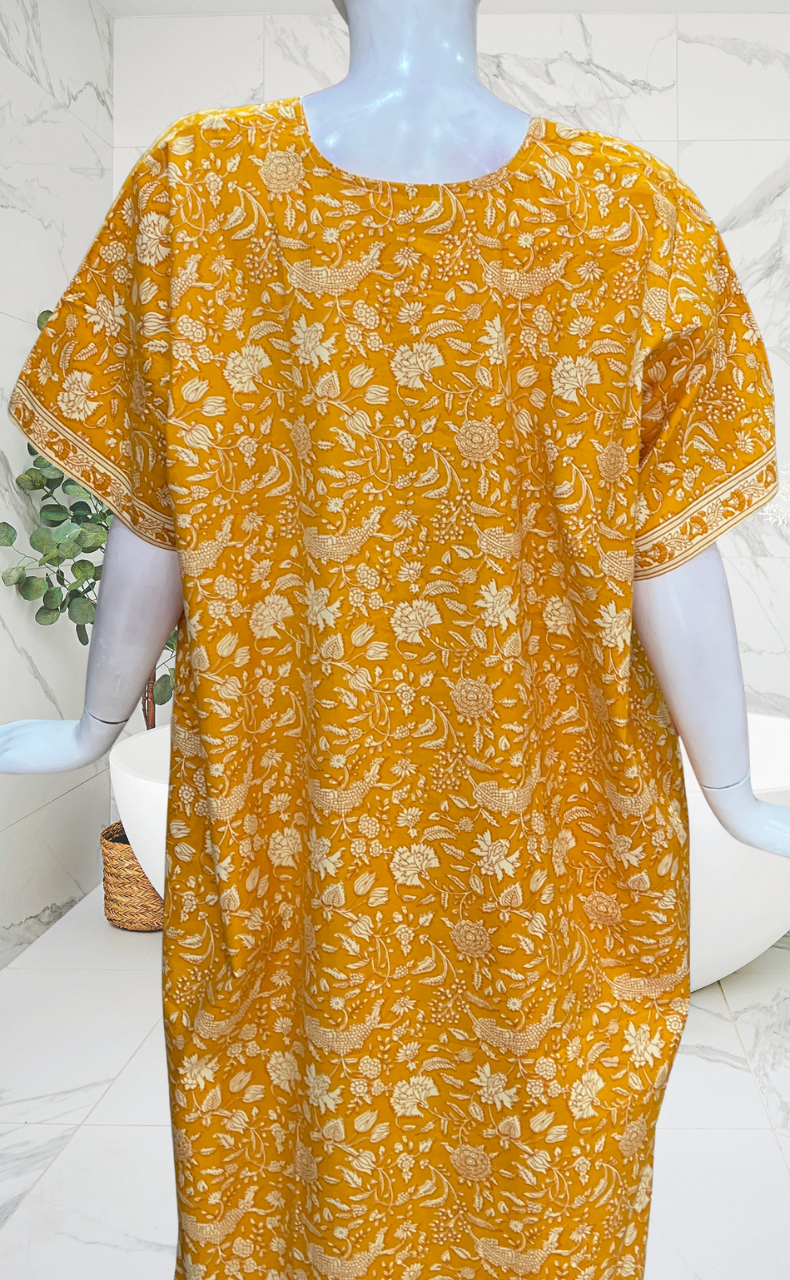 Yellow Garden Pure Cotton Nighty. Pure Durable Cotton | Laces and Frills