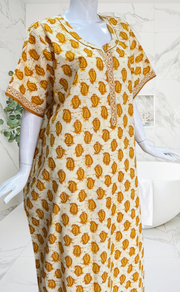 Yellow Paisley Print Pure Cotton Nighty. Pure Durable Cotton | Laces and Frills