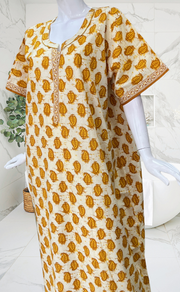 Yellow Paisley Print Pure Cotton Nighty. Pure Durable Cotton | Laces and Frills