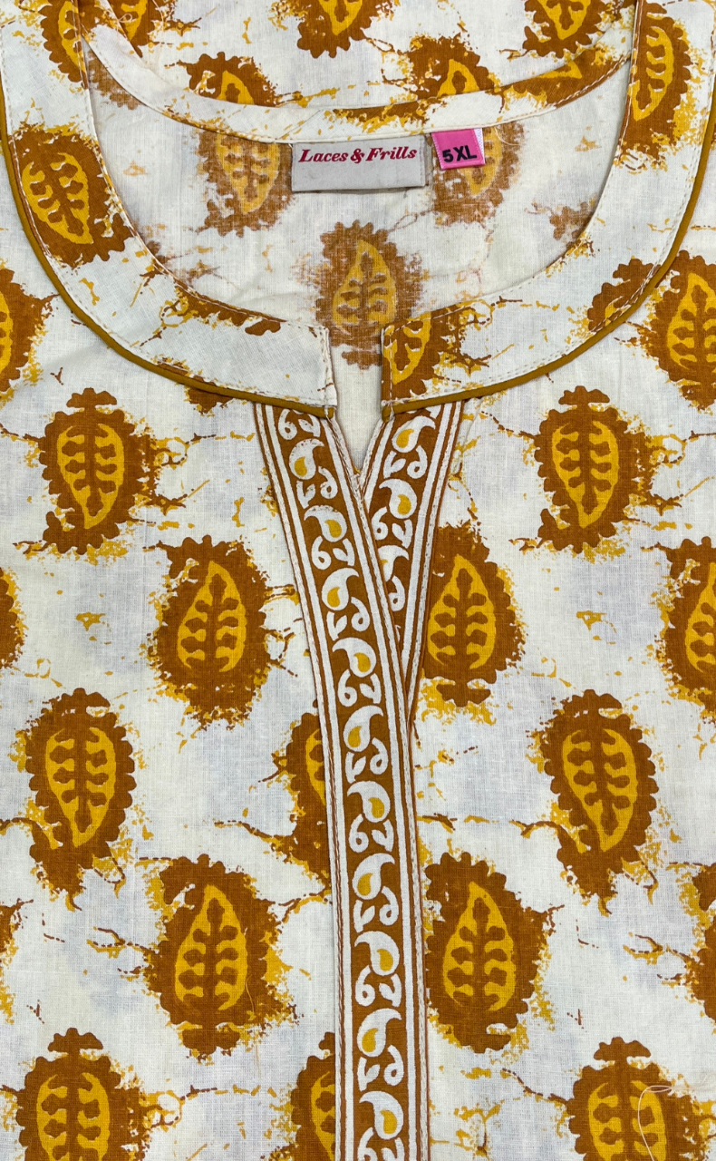 Yellow Paisley Print Pure Cotton Nighty. Pure Durable Cotton | Laces and Frills