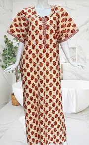 Maroon Paisley Print Pure Cotton Nighty. Pure Durable Cotton | Laces and Frills