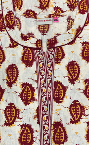 Maroon Paisley Print Pure Cotton Nighty. Pure Durable Cotton | Laces and Frills