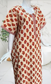 Maroon Paisley Print Pure Cotton Nighty. Pure Durable Cotton | Laces and Frills