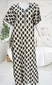 Black Paisley Print Pure Cotton Nighty. Pure Durable Cotton | Laces and Frills