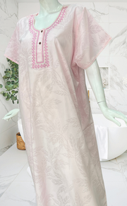 Pink Leafy Soft Cotton Nighty. Soft Breathable Fabric | Laces and Frills