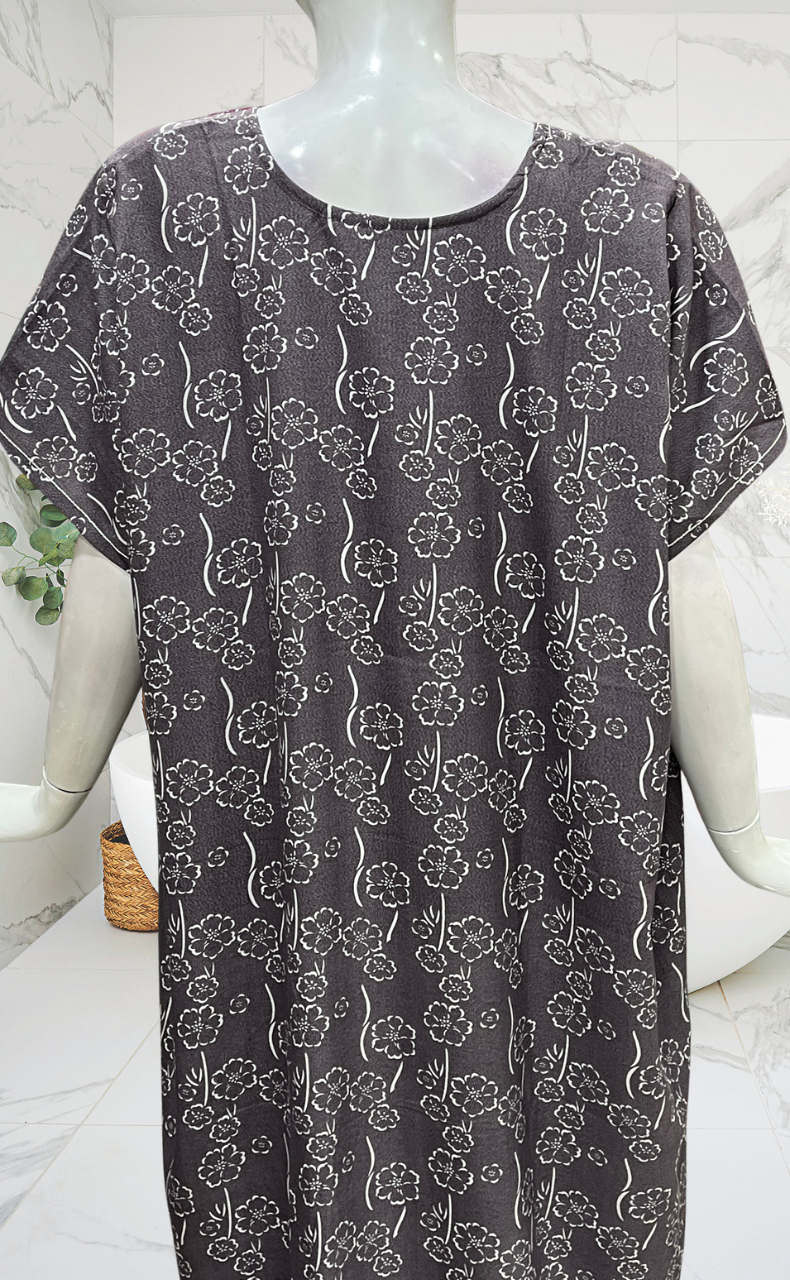 Mauve Floral Spun Nighty. Flowy Spun Fabric | Laces and Frills