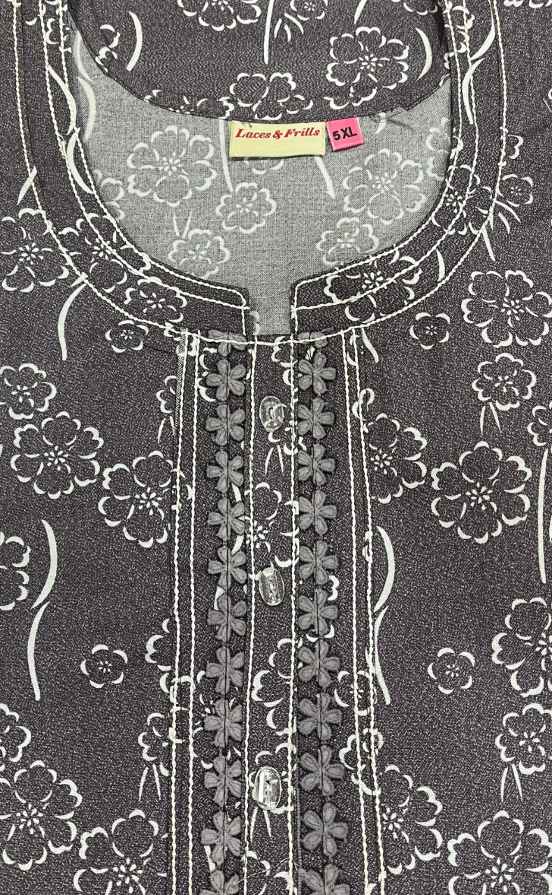 Mauve Floral Spun Nighty. Flowy Spun Fabric | Laces and Frills