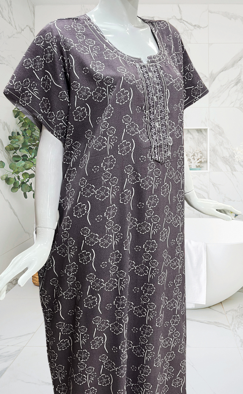 Mauve Floral Spun Nighty. Flowy Spun Fabric | Laces and Frills