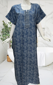 Blue Floral Spun Nighty. Flowy Spun Fabric | Laces and Frills