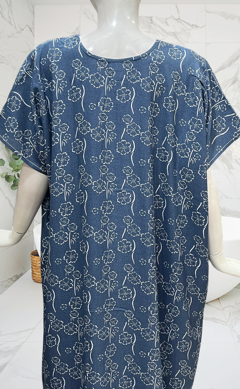 Blue Floral Spun Nighty. Flowy Spun Fabric | Laces and Frills